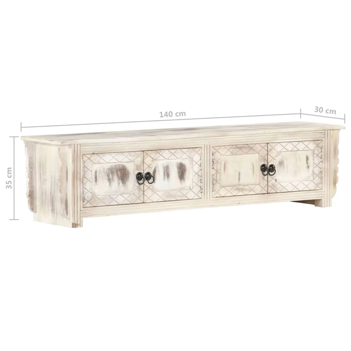 White Solid Mango Wood TV Cabinet R6864