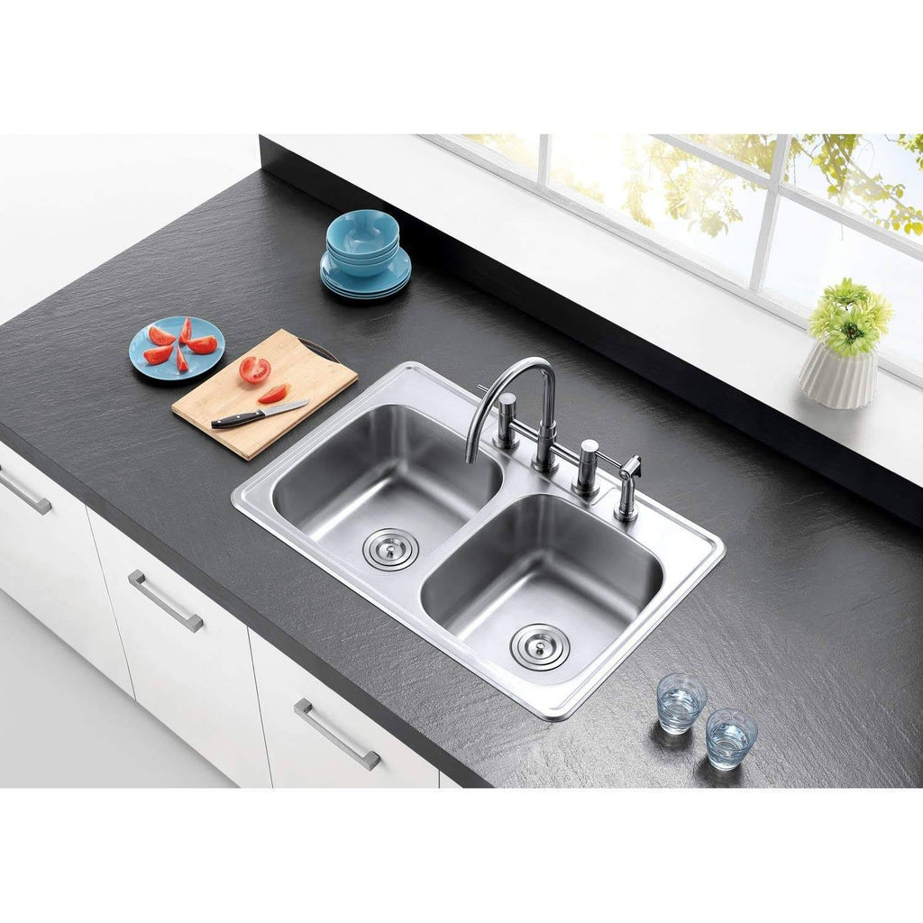 Brushed Nickel Double Bowl Kitchen Sink O181804