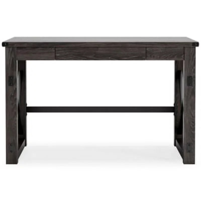 Dark Gray Rustic Farmhouse Home Office Desk L42299
