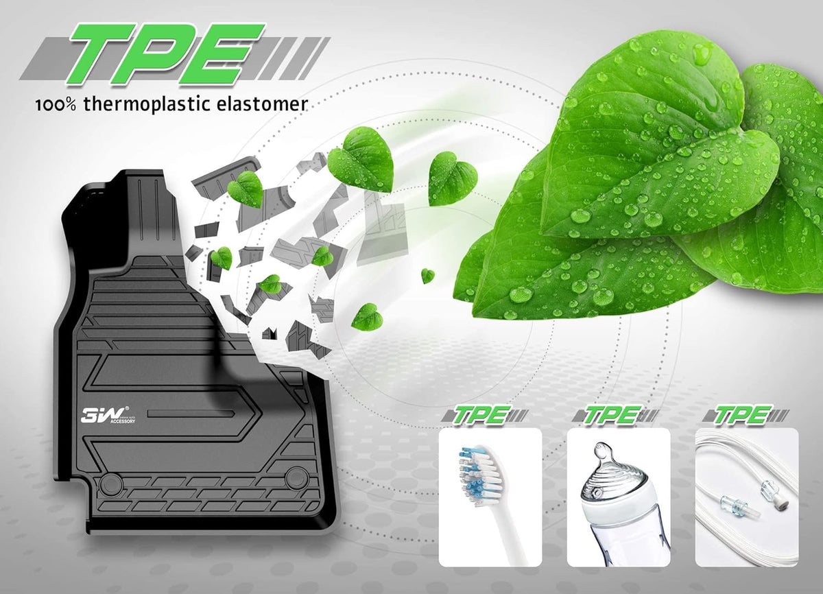 Black TPE All Weather Floor Mats 1st and 2nd Row Full Set P8768