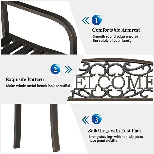 50'' Weatherproof Cast Iron Metal Garden Bench A290724