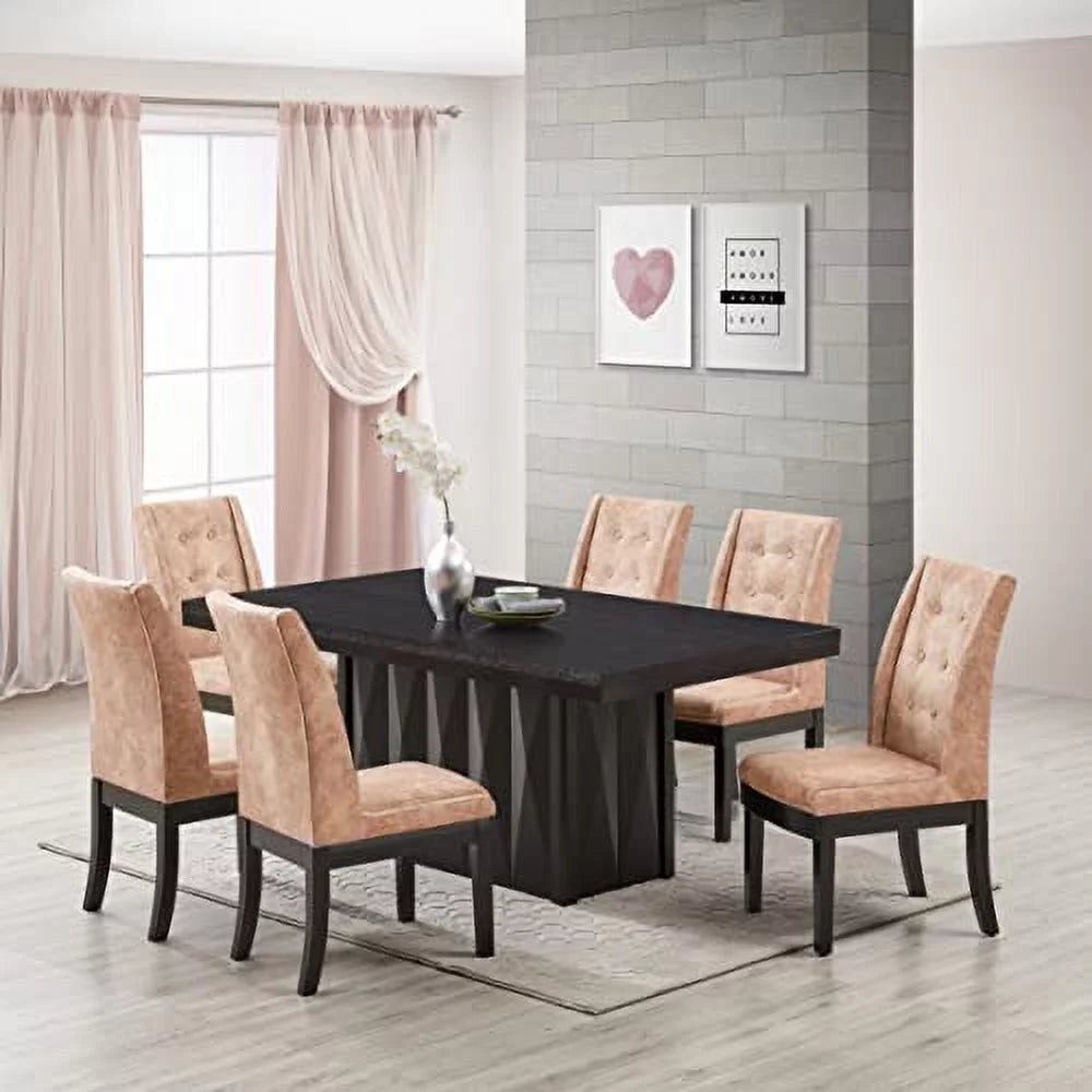 7-Piece Wood Dining Room Set Table & 6 Chairs W54028