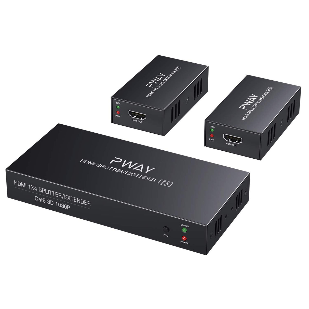 HDMI Extender Splitter 1x4 Port 1080P Over Cat5e/Cat6 Ethernet Cable Up to 50m T9747