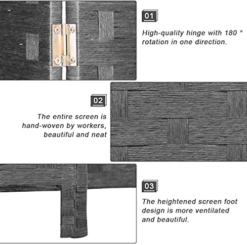 4 Panel 6 Feet Foldable Wood Mesh Room Divider Screen J560793