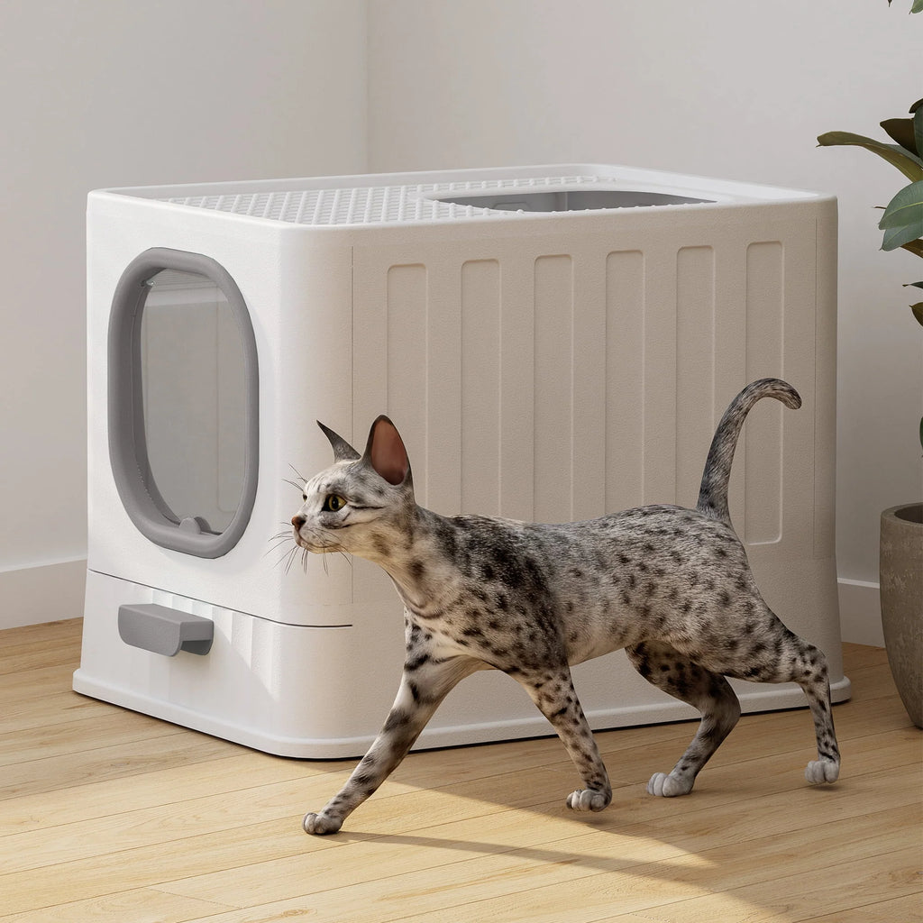 Enclosed Cat Litter Box Large Anti-Splashing Drawer Type Gray Q72088