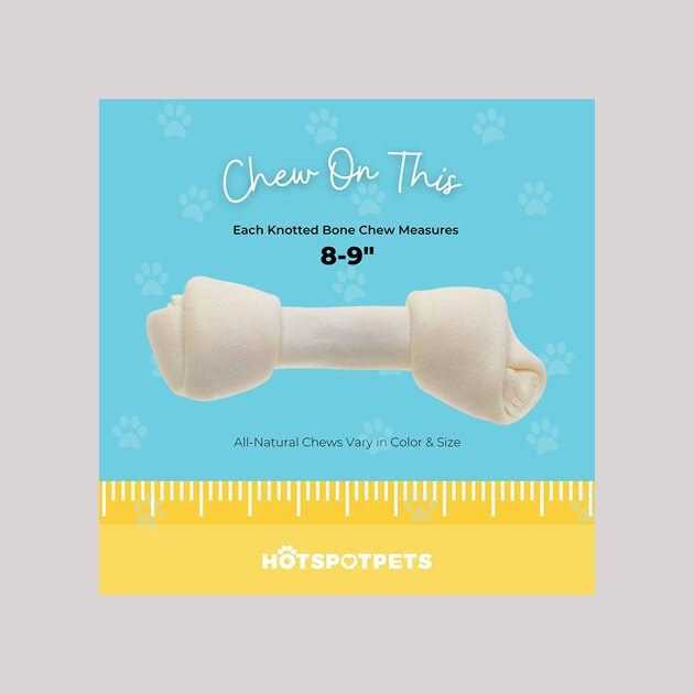 Natural White Knotted Rawhide Bone Dog Chew Treats T33374