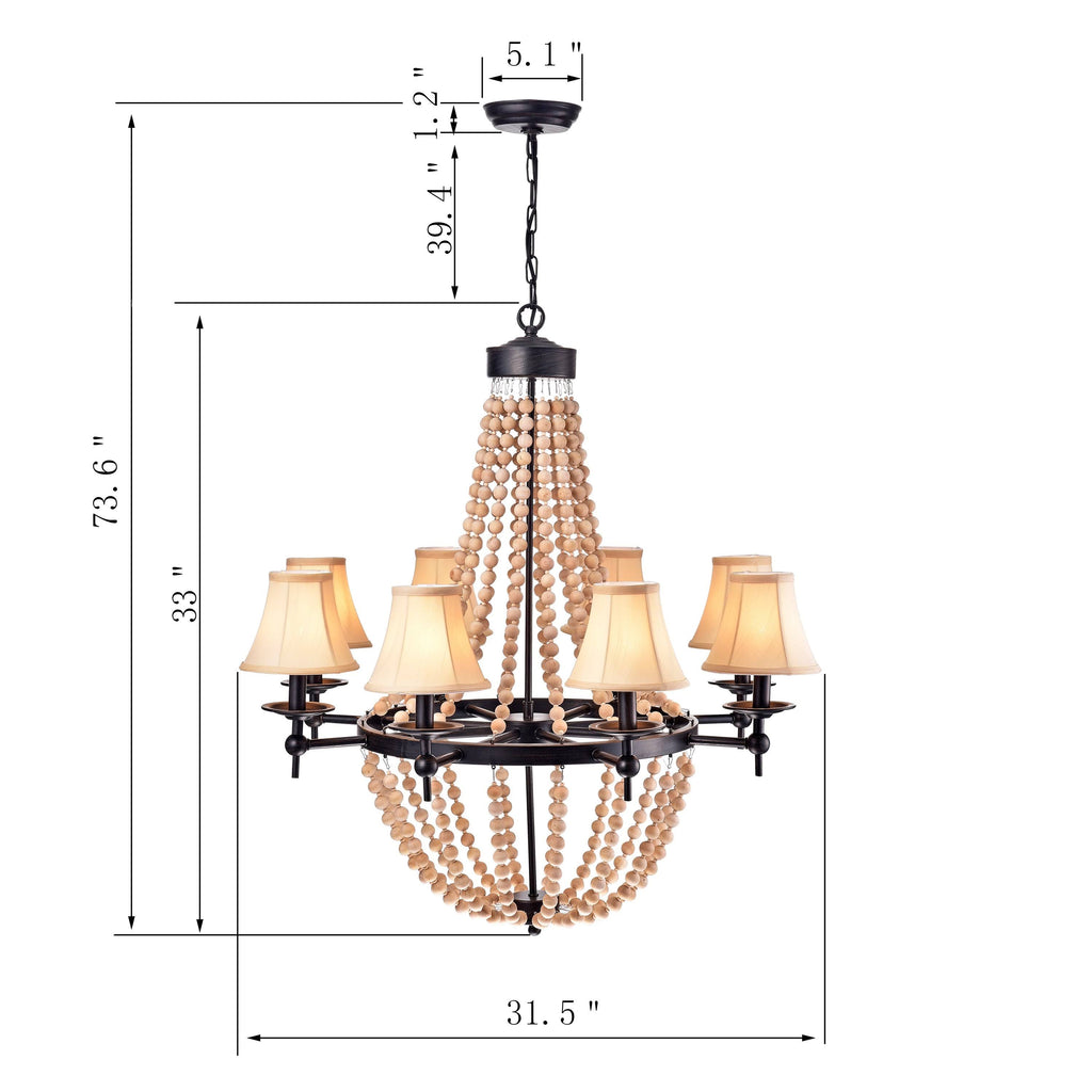 8-Light Candle Style Chandelier with Wood Accents P664383