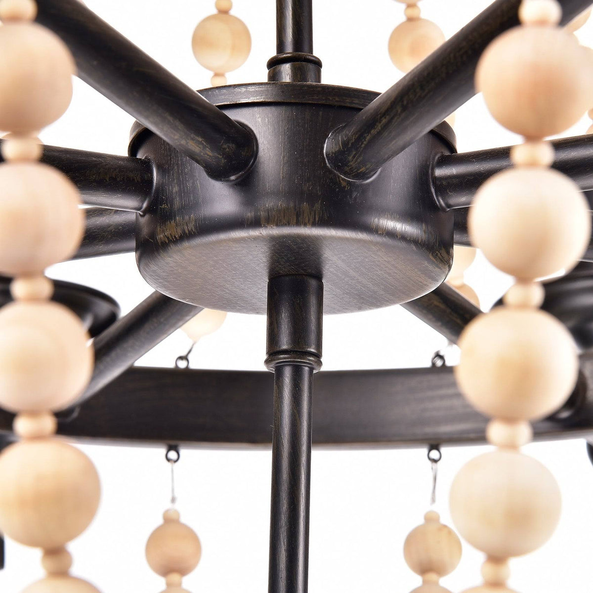 8-Light Candle Style Chandelier with Wood Accents P664383