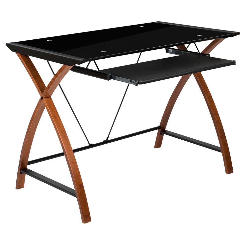 Black/Brown Computer Desk with Keyboard Tray H4547