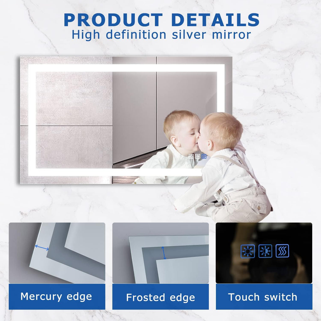 40×24 Inch LED Anti-Fog Dimmable Bathroom Mirror Y983