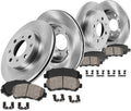256mm Front + 258mm Rear 4Lug Rotors + Brake Pads + Clips D2238
