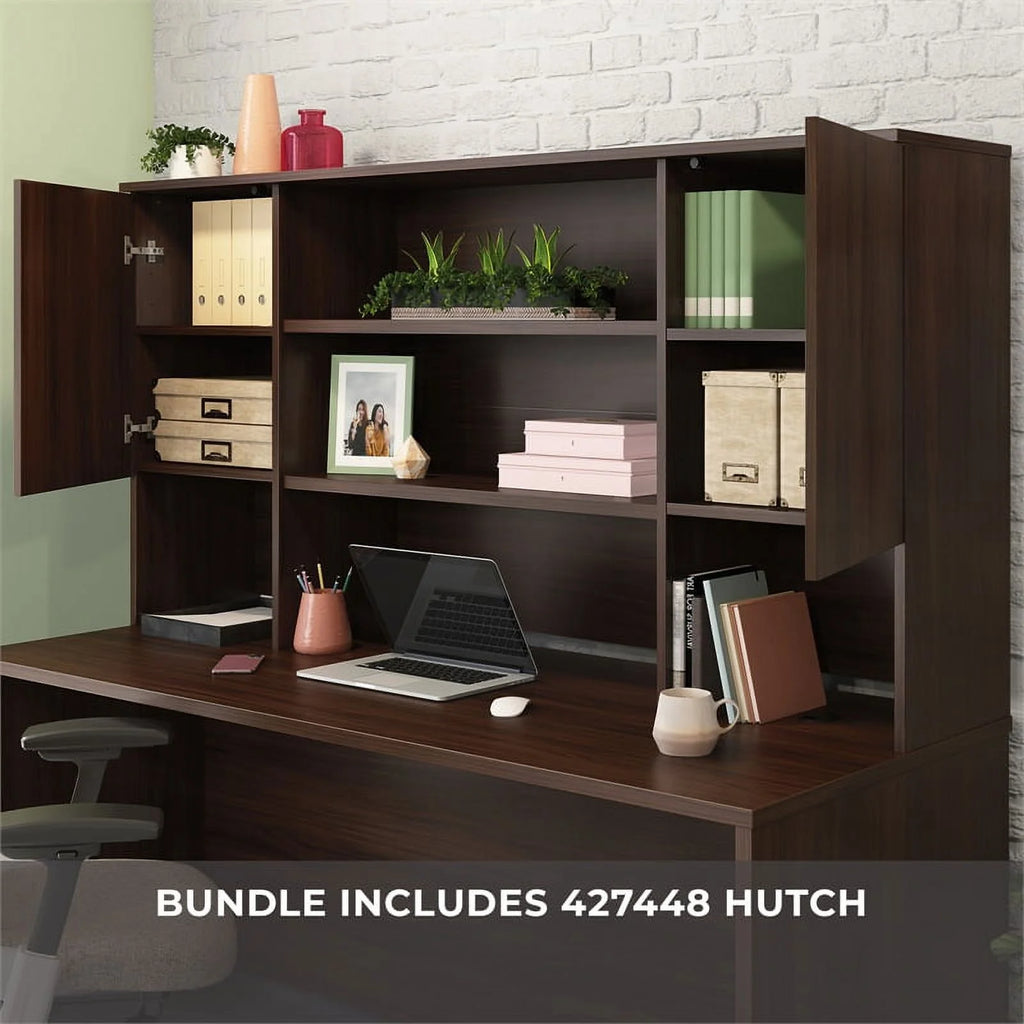 Engineered Wood Desk with Hutch I276