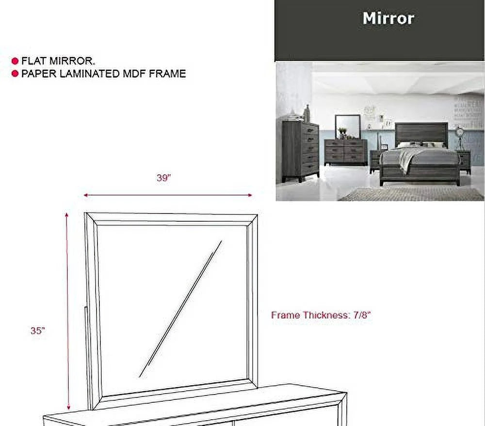 Queen Size 6-Piece Bedroom Set Grey Black Z3660