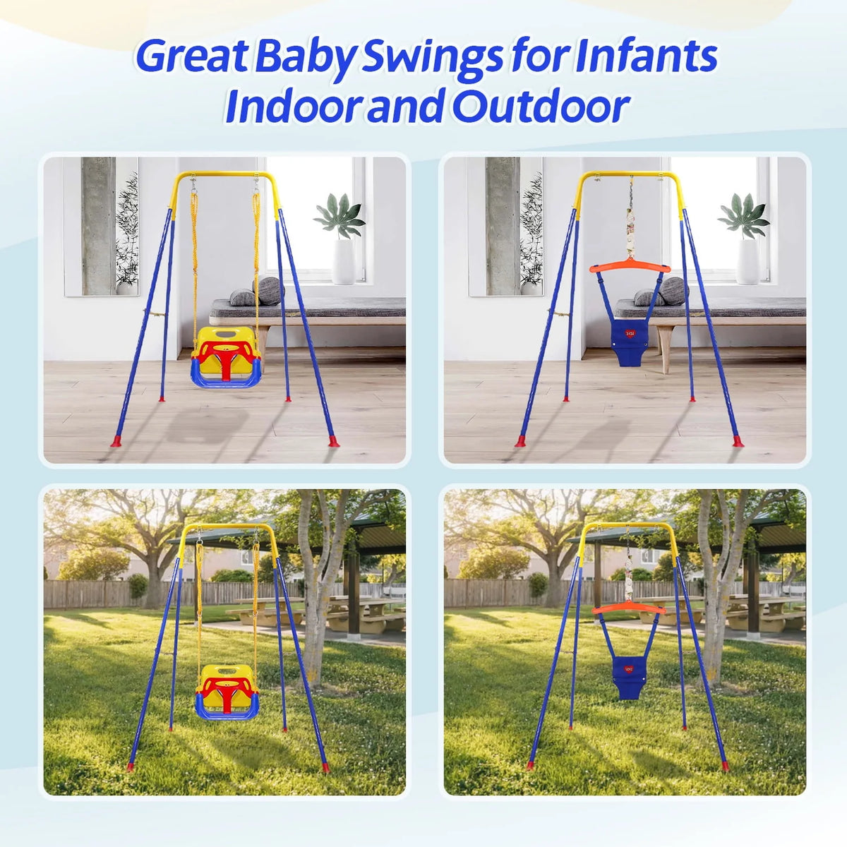 2-in-1 Toddler Swing Set and Baby Jumper V13578