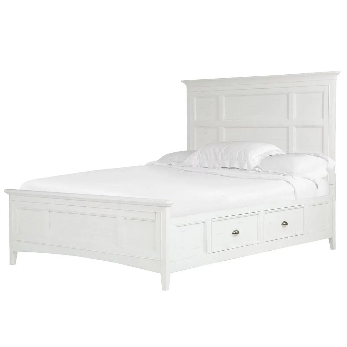 Soft White Queen Panel Bed with Storage X747389