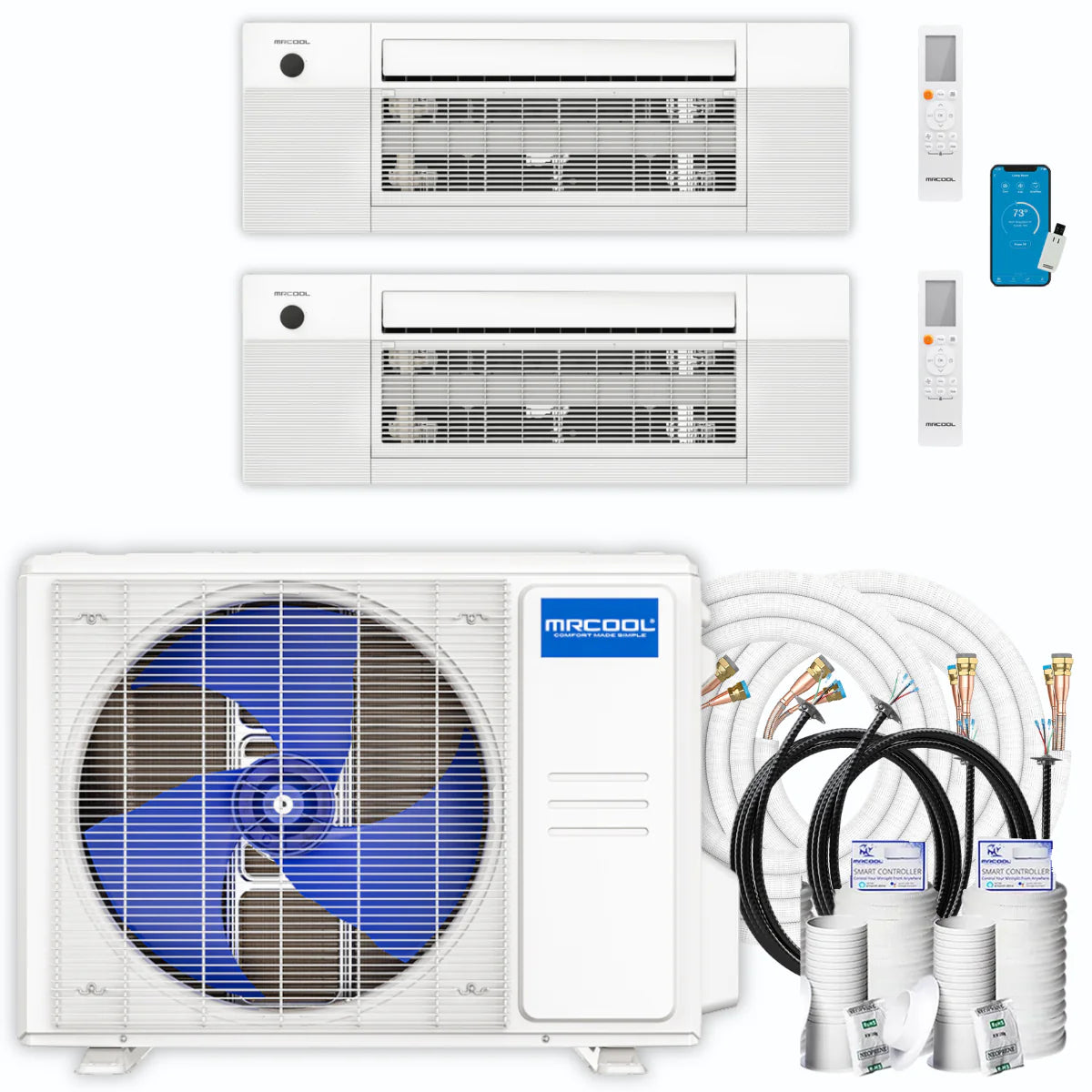 21,000 BTU 2 Zone Ceiling Cassette Ductless Air Conditioner and Heat Pump B132758