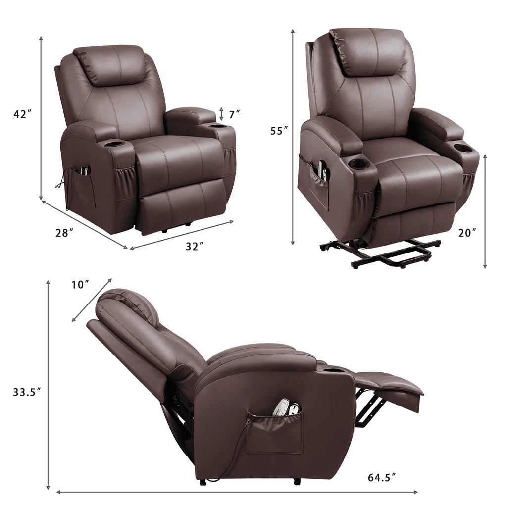 Black Faux Leather Power Lift Recliner P423716