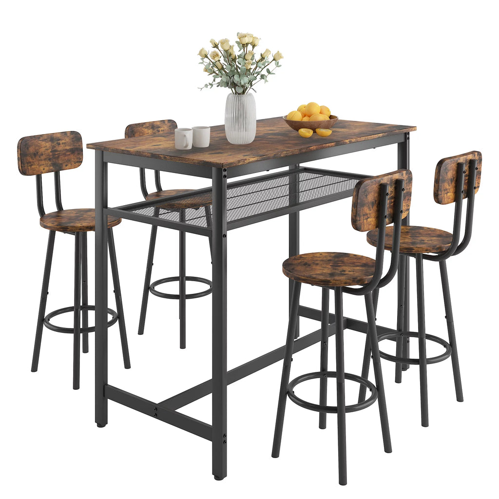 Brown 5 Piece Counter Height Dining Table and Chairs Set D7587