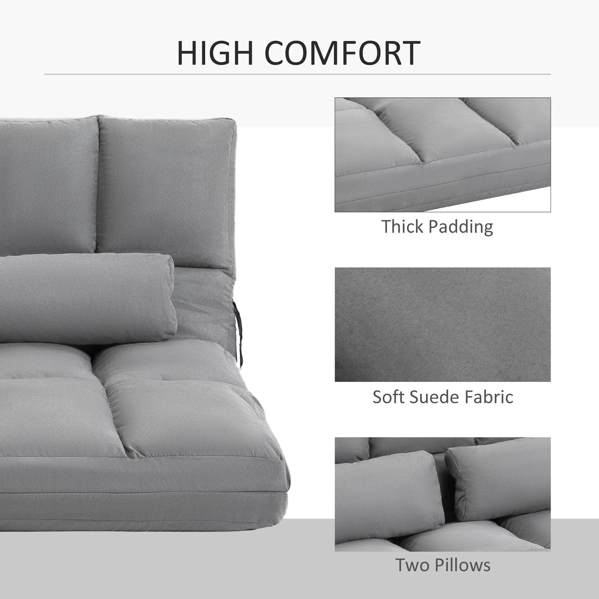 Convertible Floor Sofa with 7 Position Adjustable Backrest W528