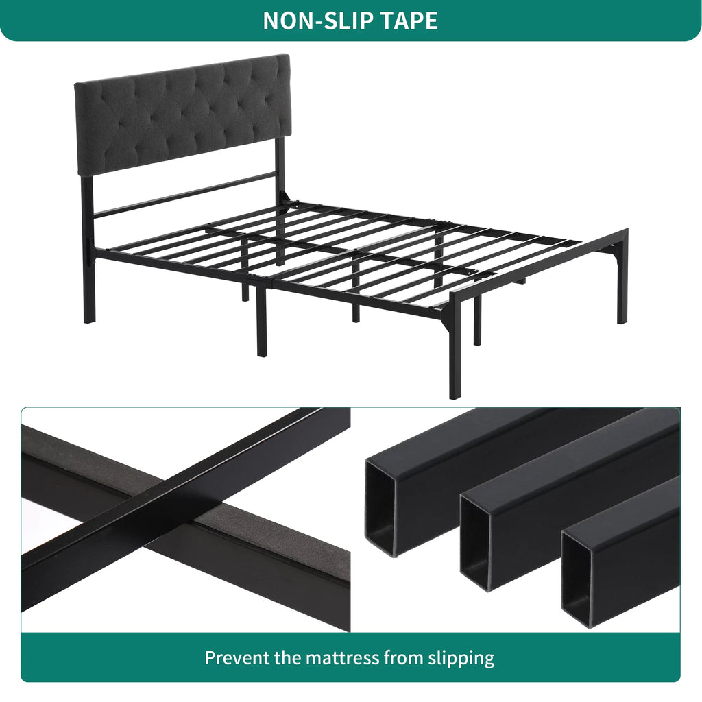 Full Size Upholstered Platform Bed with Adjustable Headboard L6783