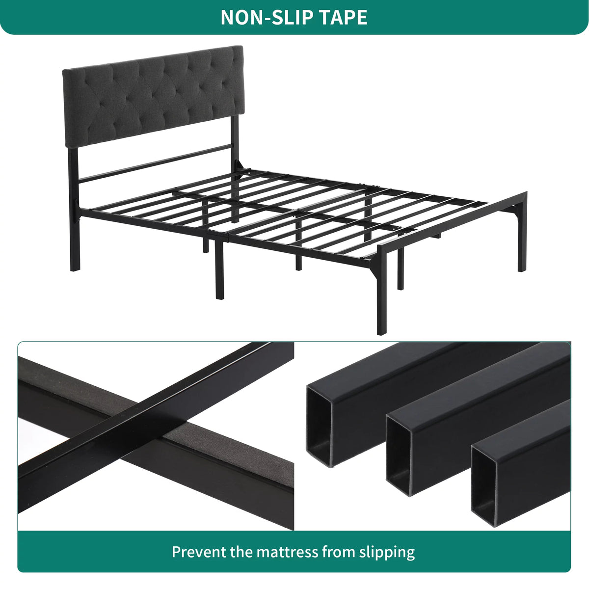 Full Size Upholstered Platform Bed with Adjustable Headboard L6783