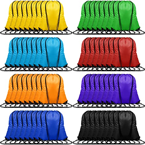120 Pcs Drawstring Backpacks 8 Color Nylon Gym Cinch Sack W557358