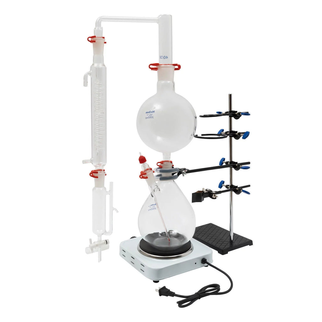 1000W 110V 2000ML Glass Distillation Kit with Condenser and Hot Stove D960451