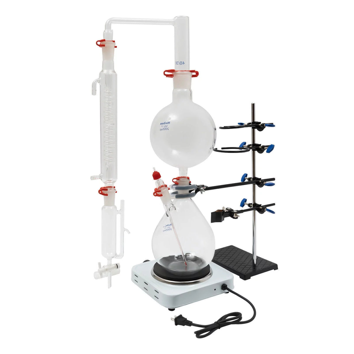 1000W 110V 2000ML Glass Distillation Kit with Condenser and Hot Stove D960451