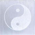 White Engraving Selenite Chakra Slab Energy Plate Coaster P8050
