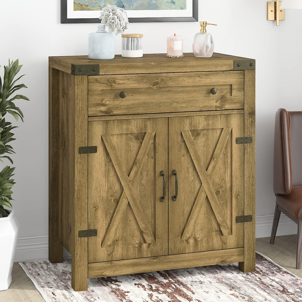 32 Farmhouse Accent Cabinet with Drawer & Adjustable Shelves Q177