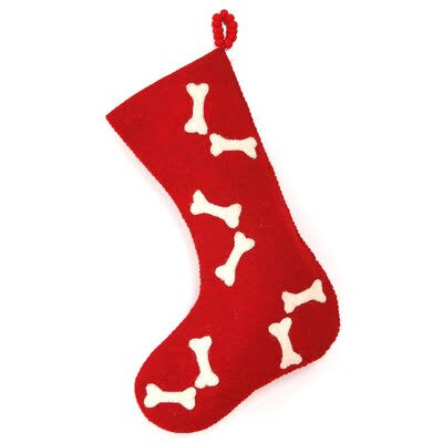 Dog Bone Christmas Stocking Red E209