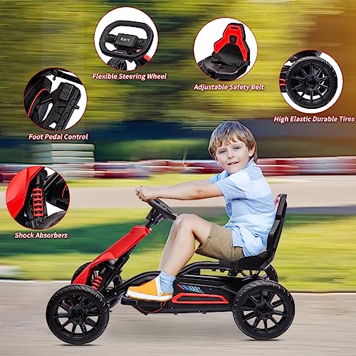 12V 7Ah Battery Powered Electric Drift Kart with Adjustable Speed and Safety Belt, Black S9422