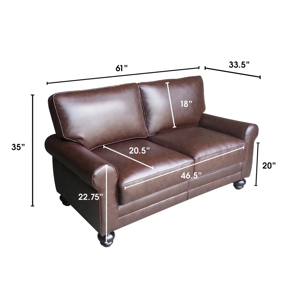 Chestnut Brown Leather Loveseat J402