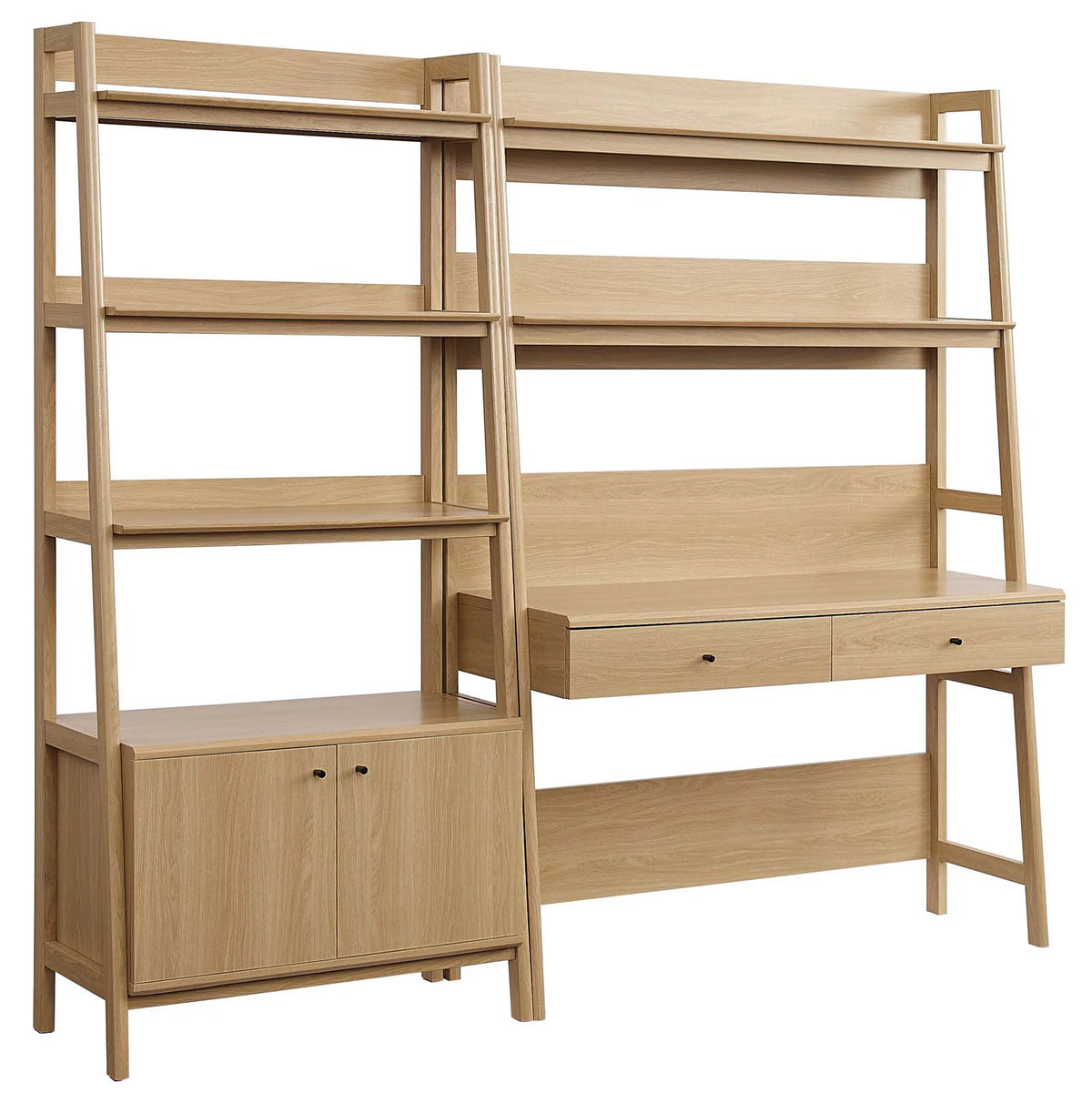 Oak Wood Office Desk and Bookshelf C662736