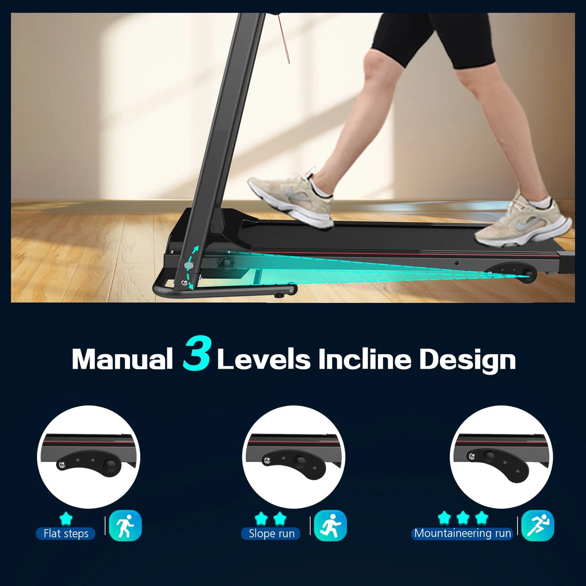 Foldable Incline Treadmill 250 LB Capacity K112
