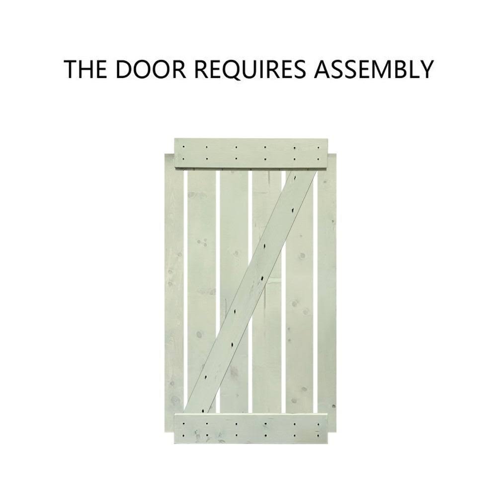 24 in. x 84 in. Brown Solid Knotty Pine Wood Interior Sliding Barn Door with Hardware Kit Z976