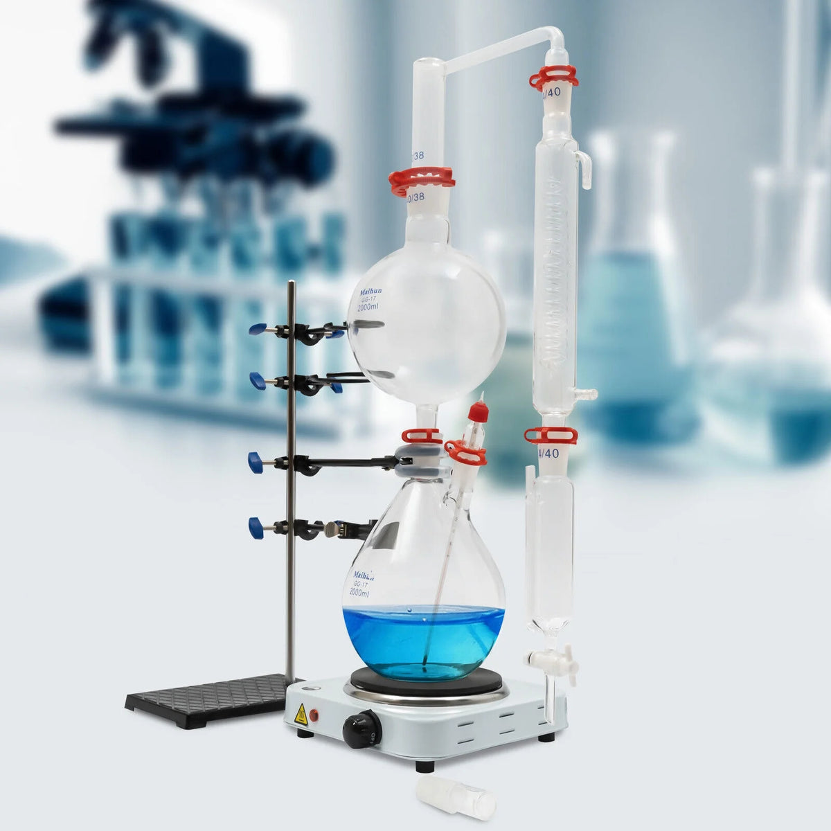 1000W 110V 2000ML Glass Distillation Kit with Condenser and Hot Stove D960451