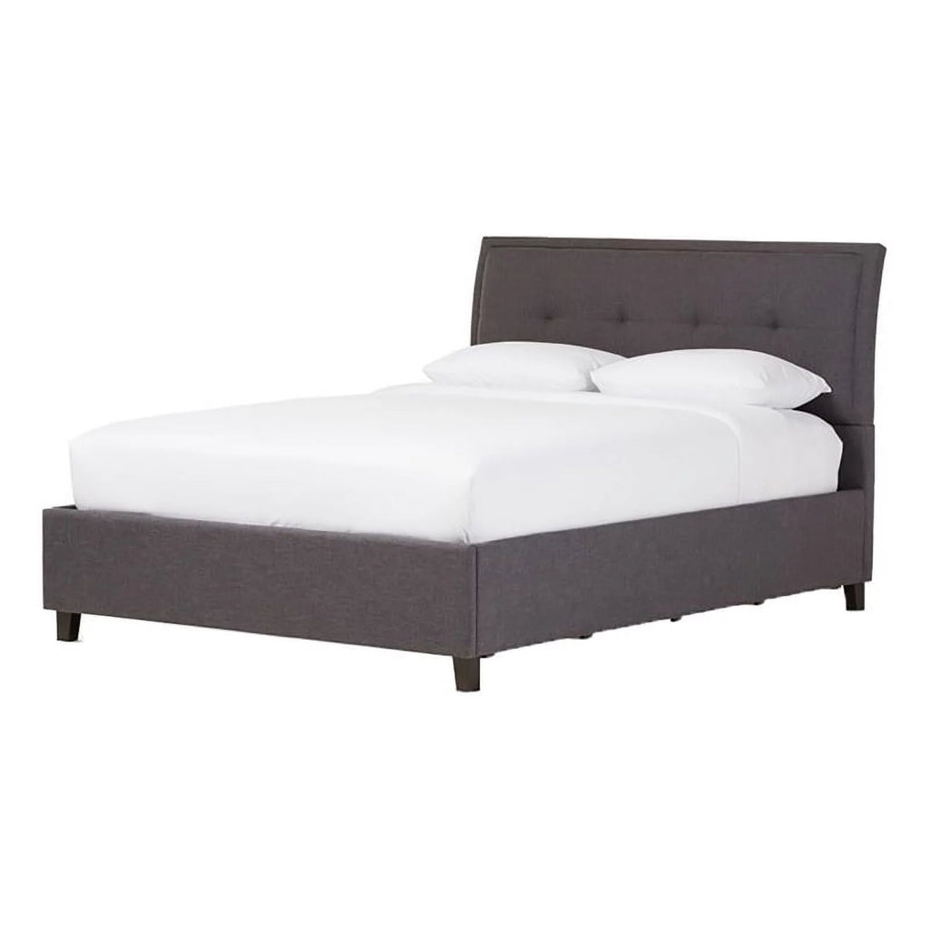 Modern Upholstered Fabric Queen Platform Bed in Dark Gray A43001