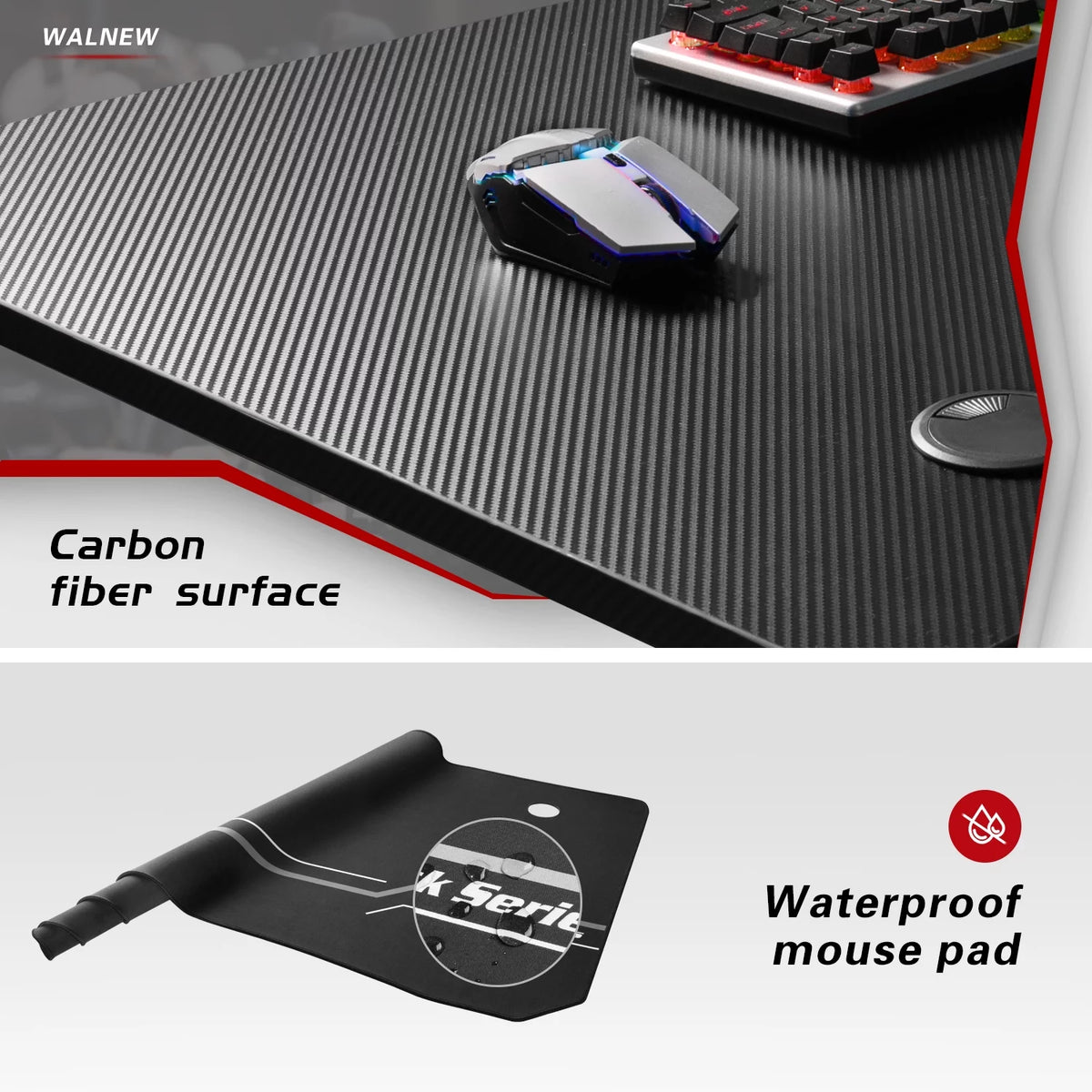 Black Gaming Computer Desk with Cup Holder and Headphone Hook W6941
