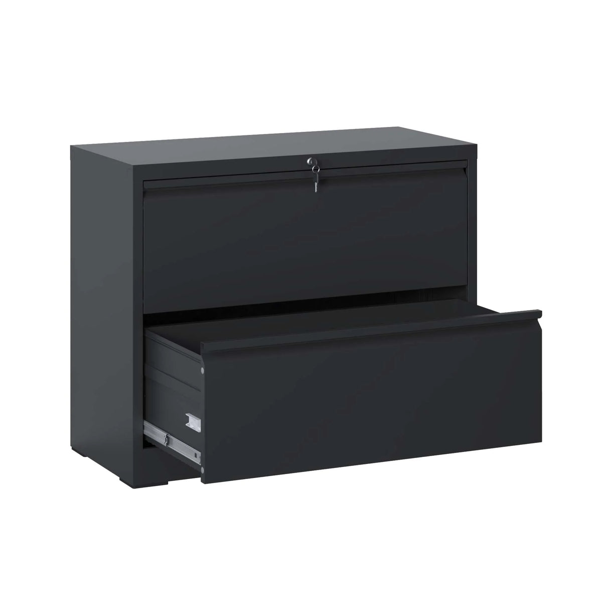 Black 2 Drawer Locking Metal File Cabinet Q6949