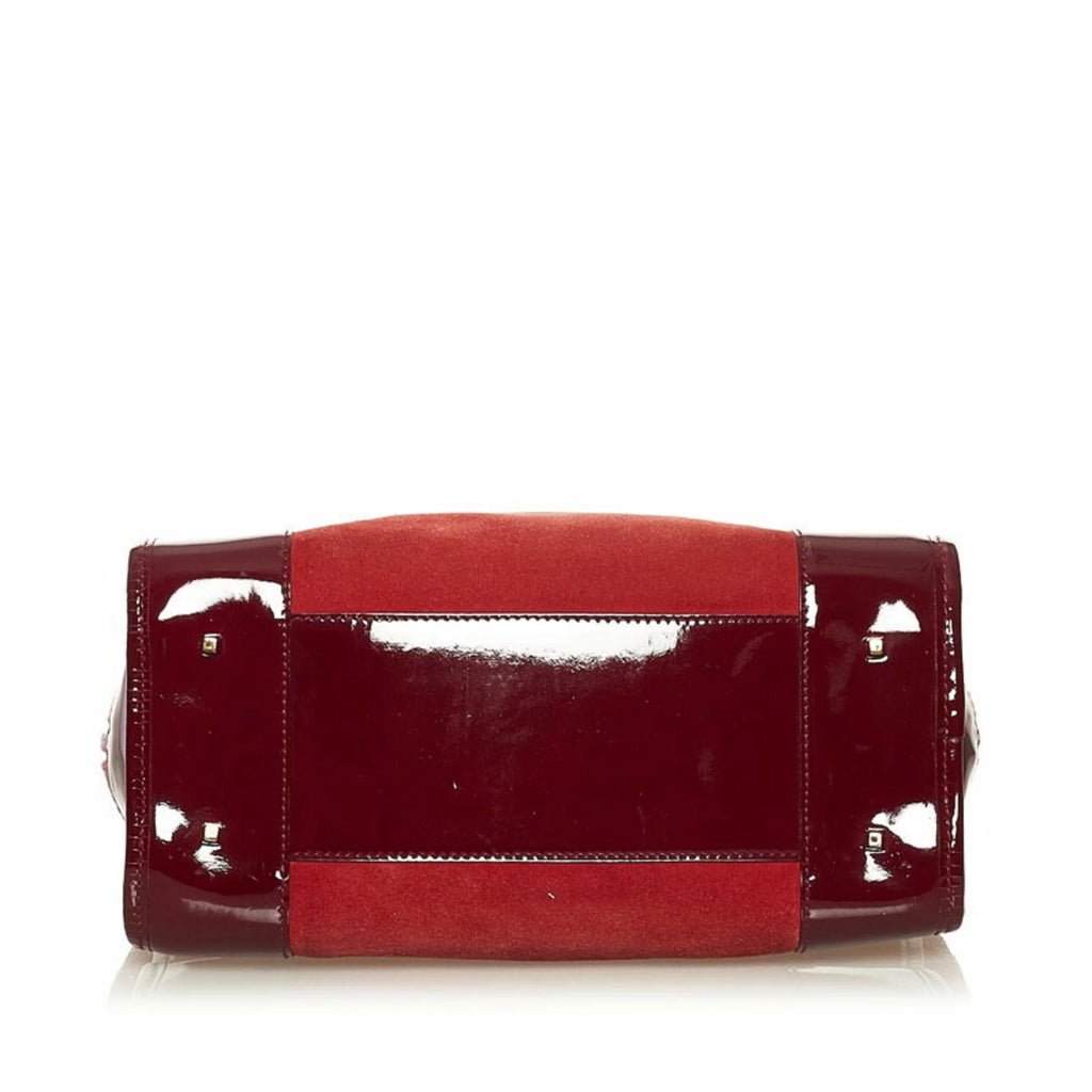 Red Suede Enamel Handbag I9926