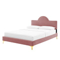 Pink Velvet King Size Platform Bed Frame C78148