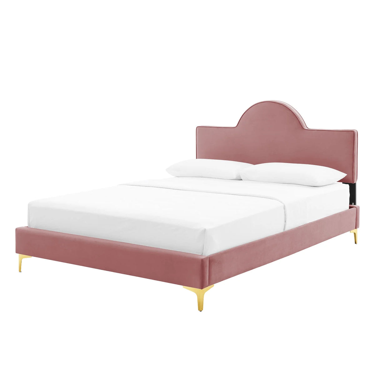 Pink Velvet King Size Platform Bed Frame C78148