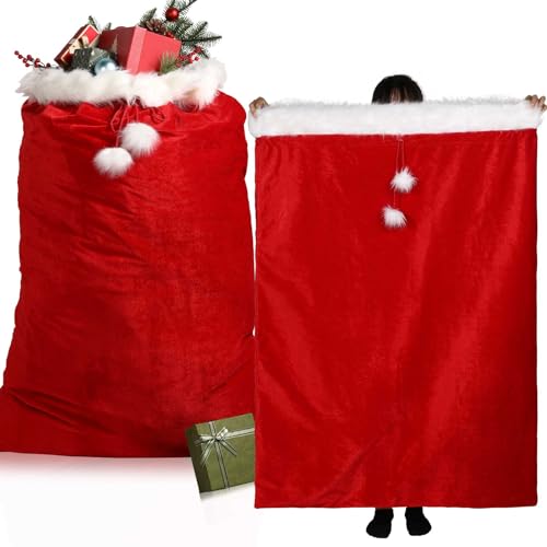 2 Pcs 56 x 36 Inch Extra Large Velvet Santa Gift Bag with Drawstring R91392