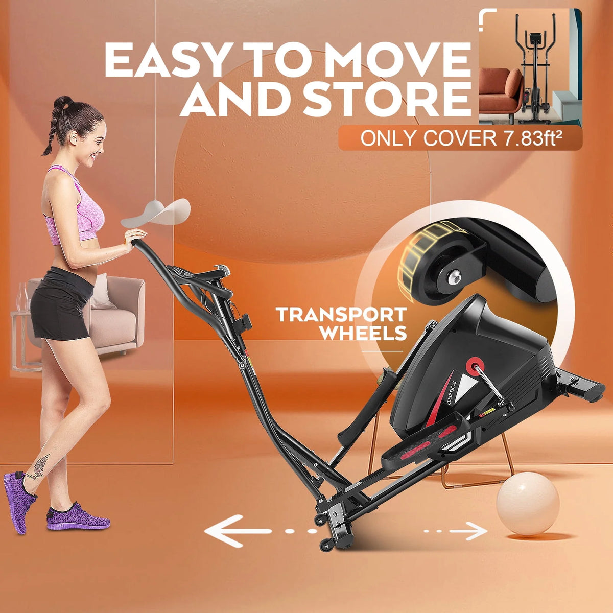 Elliptical Machine with 10 Levels Magnetic Resistance & LCD Display D4645