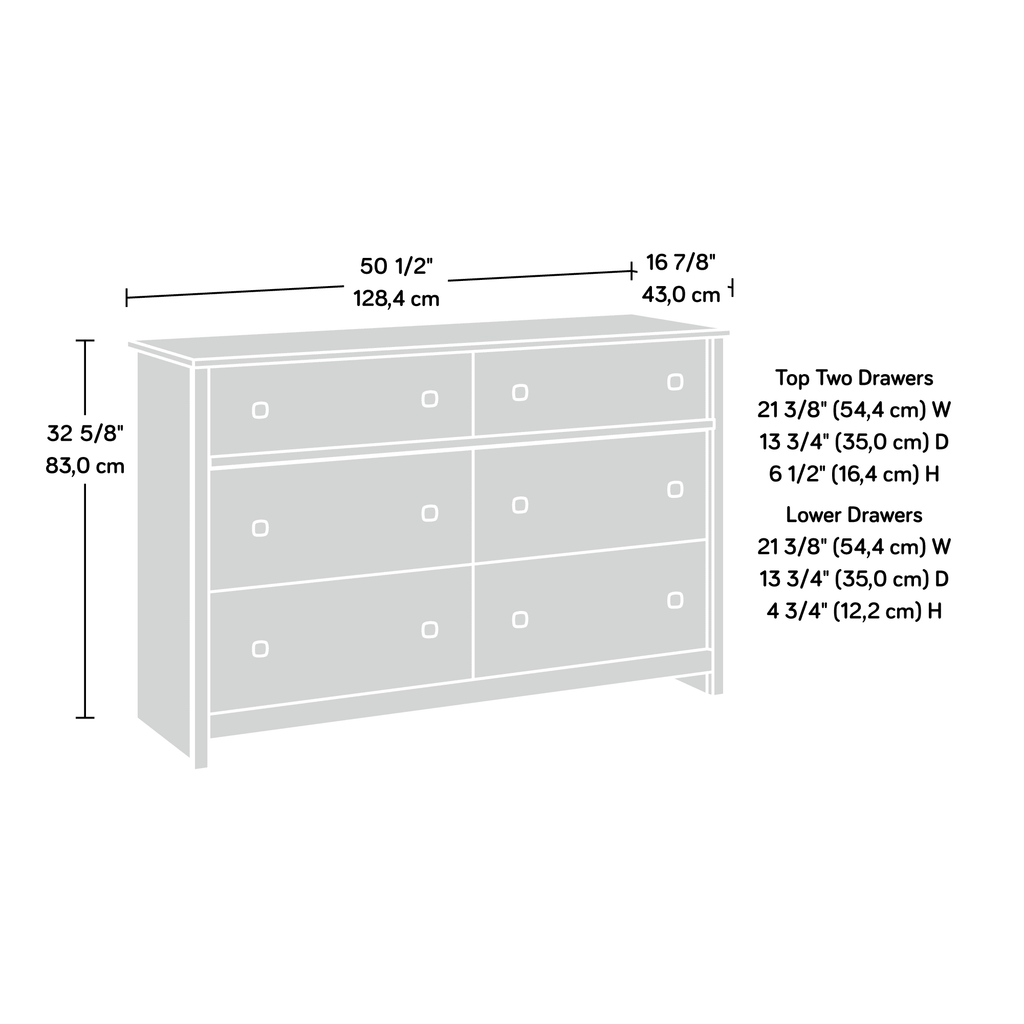 White 6-Drawer Dresser J72779
