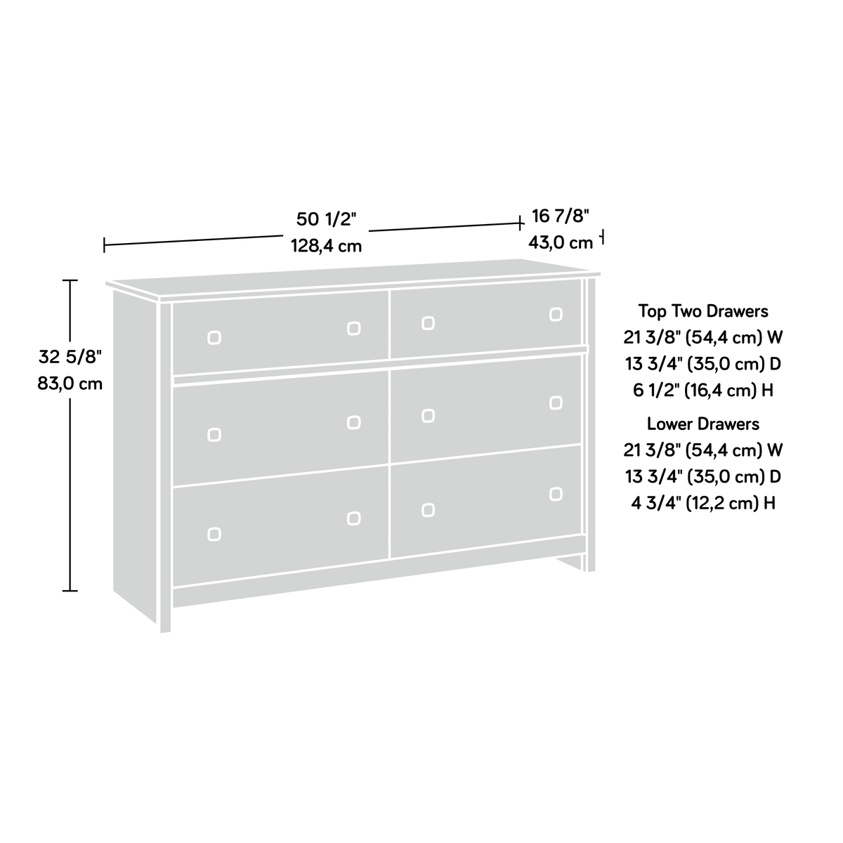 White 6-Drawer Dresser J72779