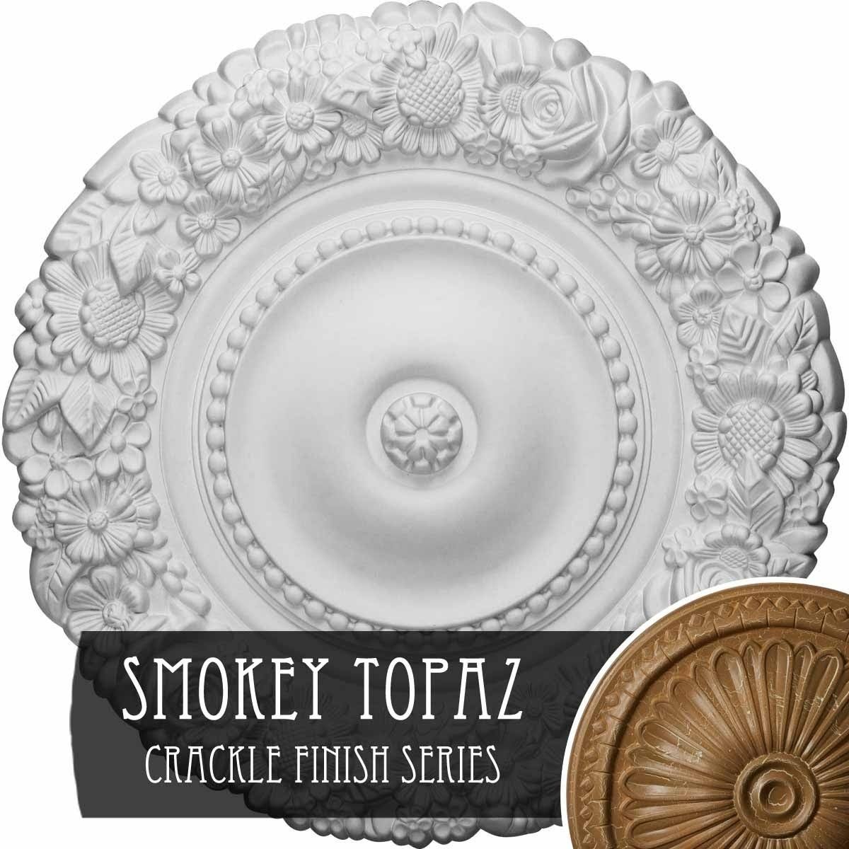 Hand-Painted Smokey Topaz Crackle Ceiling Medallion D318408