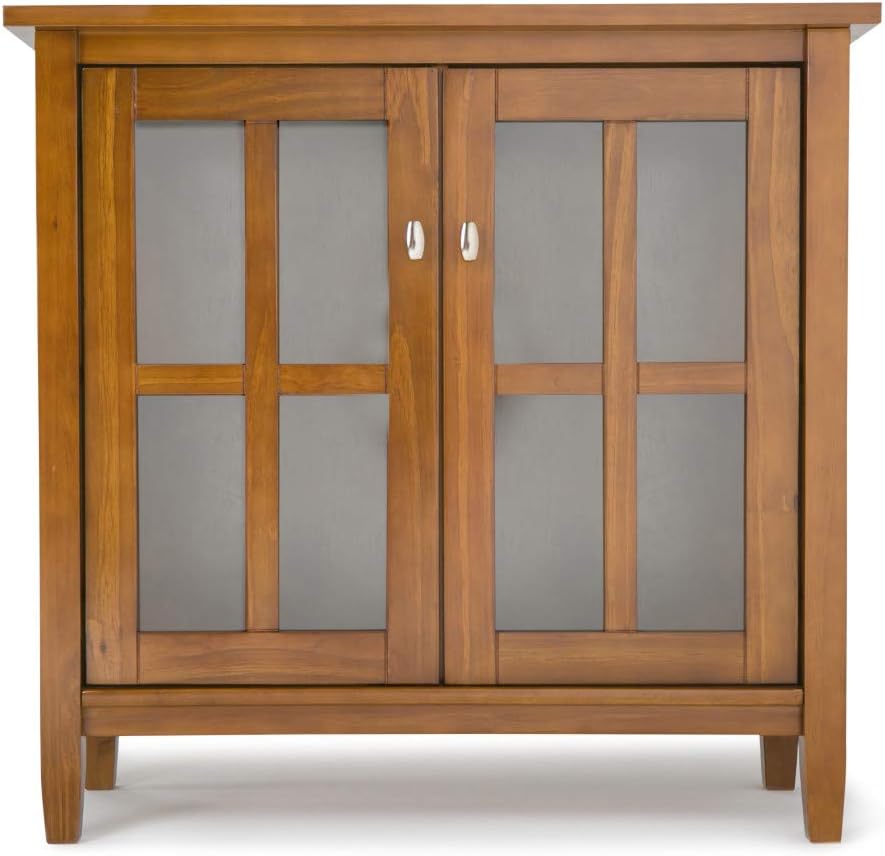 Light Golden Brown 32 inch Wood Storage Cabinet with Glass Door X584820