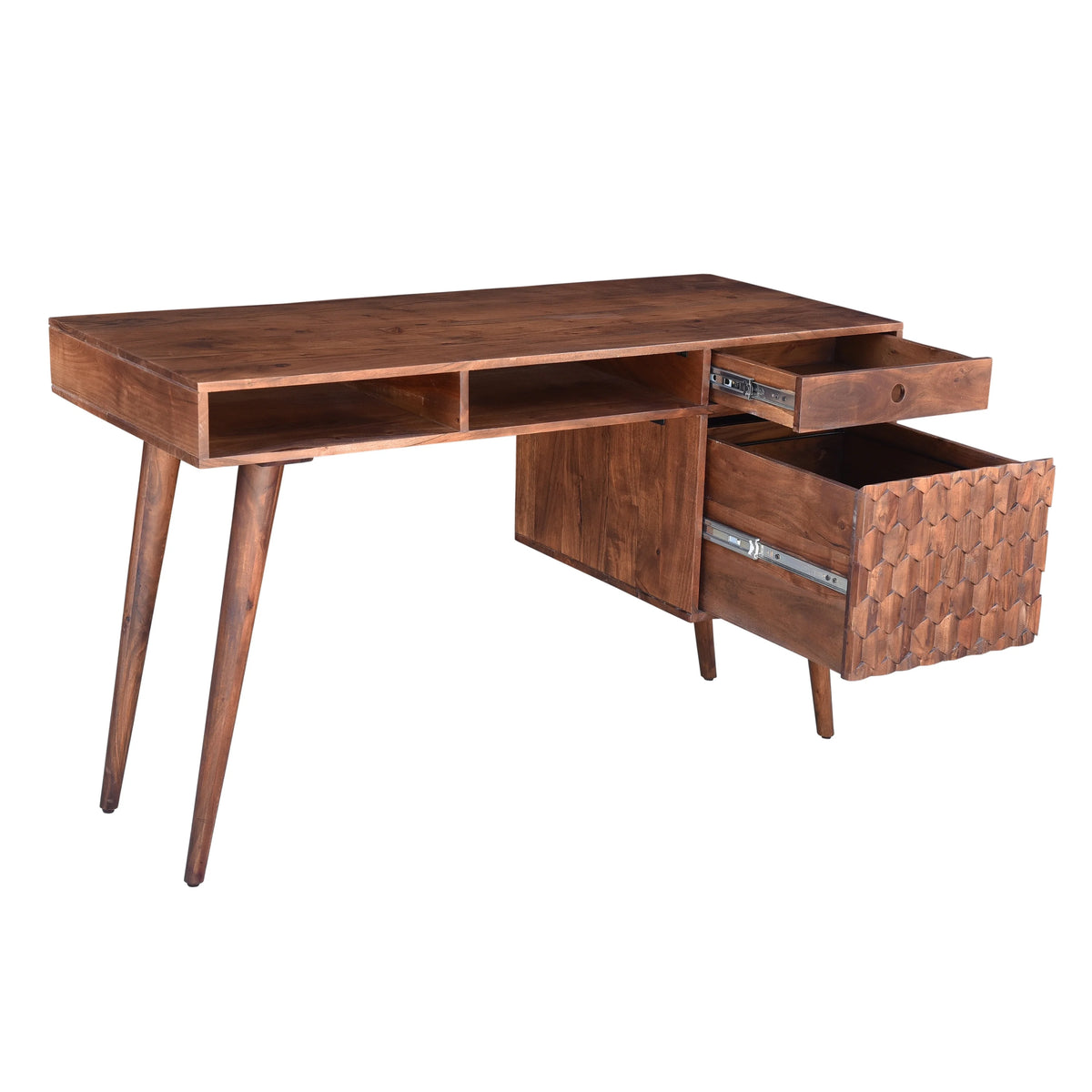 Modern Wood Office Desk with Storage in Dark Walnut D84406